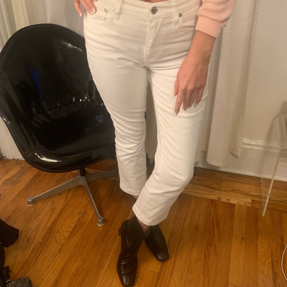 J. Crew White Billie Demi Boot Crop Jeans Kick-flare Denim Pants Size 27 EUC - Picture 4 of 16